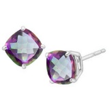 8mm Cushion Mystic Topaz Earrings In Sterling Silver