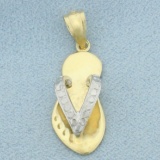Flip Flop Sandal Pendant In 14k Yellow And White Gold