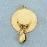 Spanish Hat And Castanets Charm Or Pendant In 18k Yellow Gold