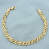 Double Rope Heart Link Bracelet In 10k Yellow Gold