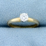 Solitaire Diamond Engagement Ring In 14k Yellow Gold