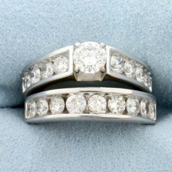 Diamond Engagement Ring And Wedding Band Bridal Set In 14k White Gold