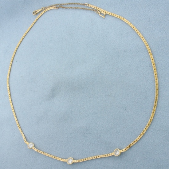 18 Inch Diamond Station Necklace In 14k Yellow Gold