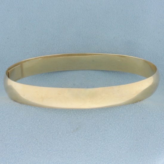 Heavy Solid Bangle Bracelet In 14k Yellow Gold
