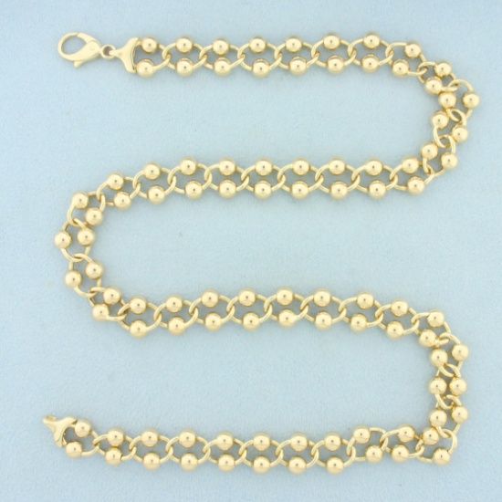 19 Inch Gold Bead Cable Link Necklace In 14k Yellow Gold