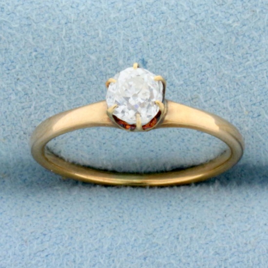 Antique Old Mine Cut Diamond Victorian Engagement Ring In 14k Rose Gold