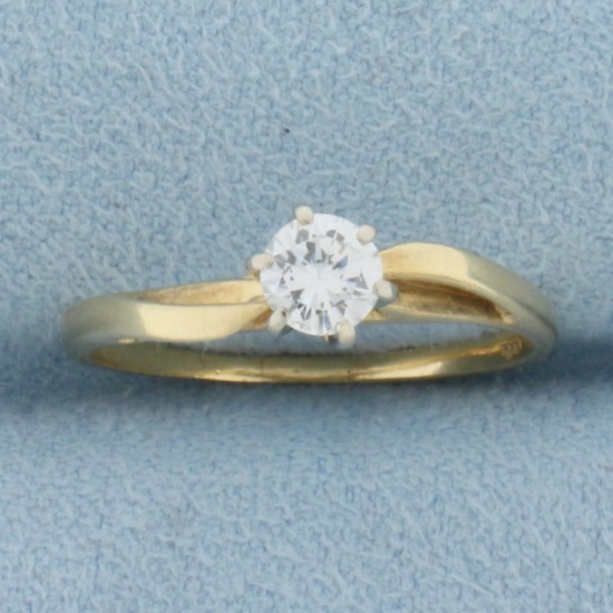 Cathedral Solitaire Diamond Engagement Ring In 14k Yellow Gold