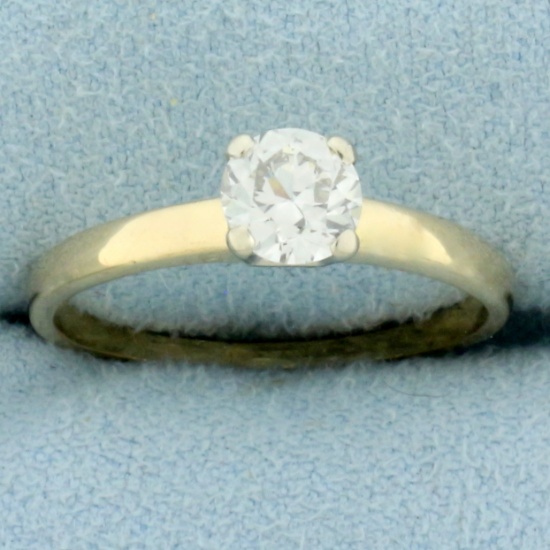 Vintage Old European Cut Diamond Solitaire Engagement Ring In 14k Yellow Gold
