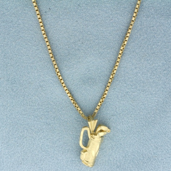 Italian Golf Clubs Necklace In 14k Yellow Gold