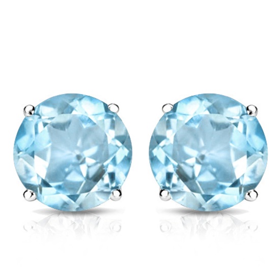 8mm Round Sky Blue Topaz Stud Earrings In Sterling Silver