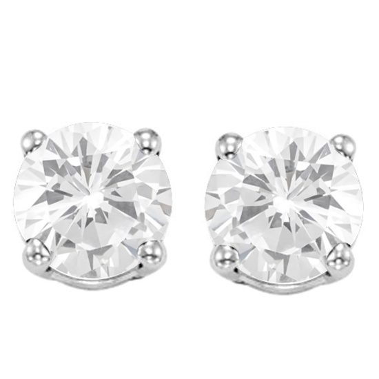 8mm Round White Topaz Stud Earrings In Sterling Silver