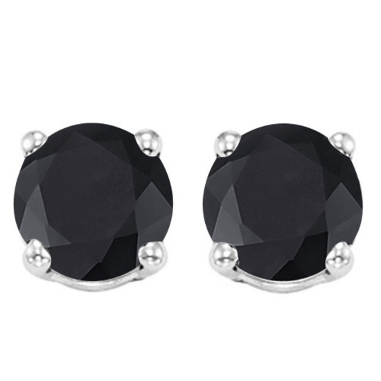 6mm Round Midnight Sapphire Earrings In Sterling Silver