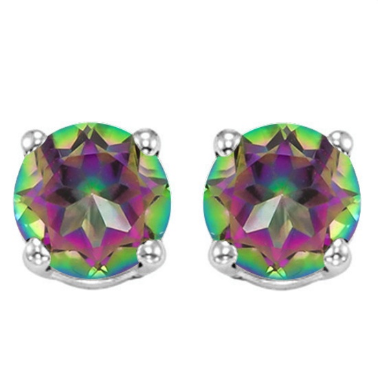 6mm Round Mystic Topaz Earrings In Sterling Silver