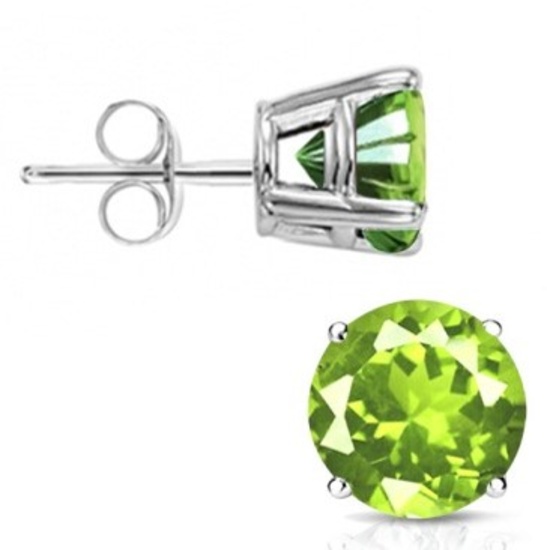 6mm Round Peridot Earrings In Sterling Silver