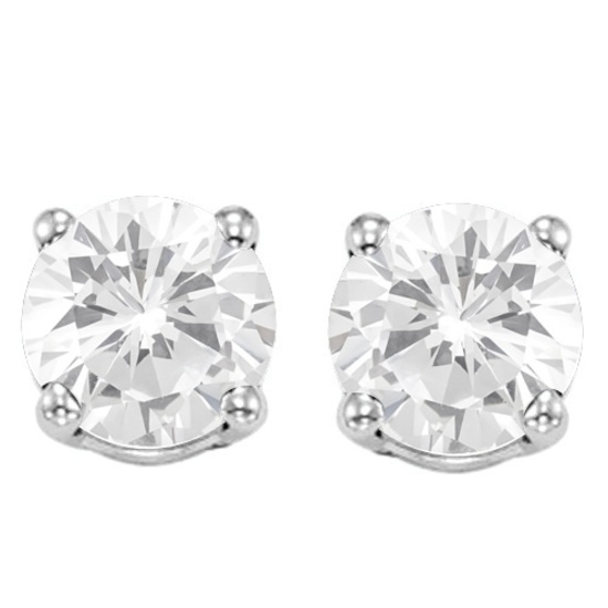 6mm Round White Topaz Earrings In Sterling Silver