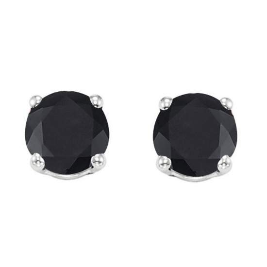 5mm Round Midnight Sapphire Earrings In Sterling Silver