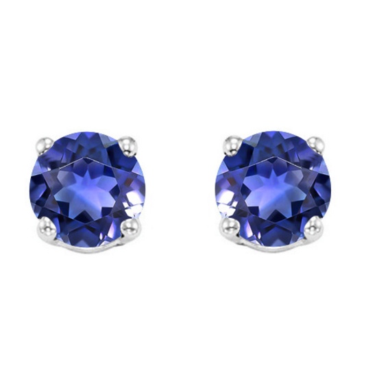 5mm Round Lab Tanzanite Earrings In Sterling Silver