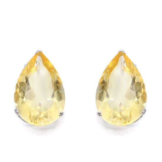 5x7 Pear Citrine Earrings In Sterling Silver