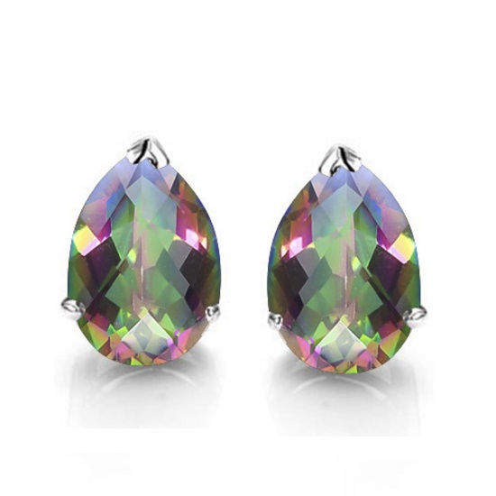 4x6 Pear Mystic Topaz Earrings In Sterling Silver