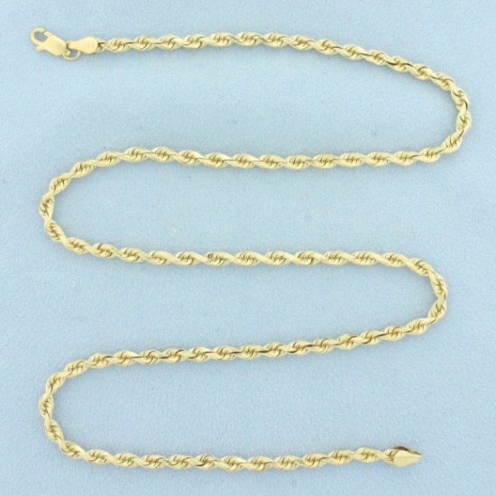 20 Inch Diamond Cut Rope Link Chain Necklace In 14k Yellow Gold