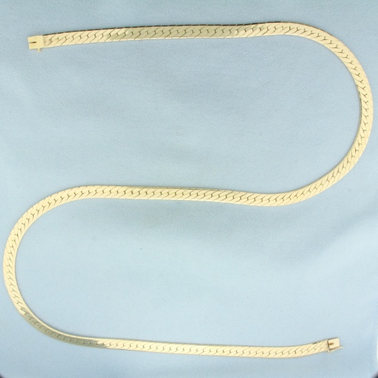 Mens 24 Inch Heavy Herringbone Link Chain Necklace In 14k Yellow Gold