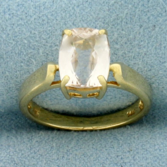 Checkerboard Cut Quartz Solitaire Ring In 14k Yellow Gold