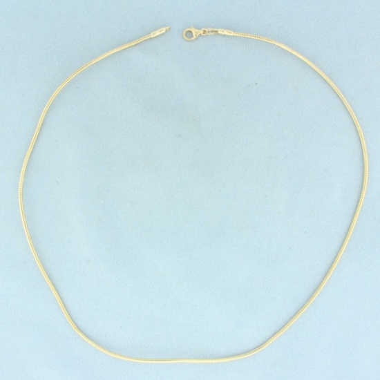 Italian 17 Inch Snake Link Chain Necklace In 14k Yellow Gold