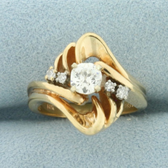 Antique Old Mine Cut Diamond Ring In 14k Yellow Gold