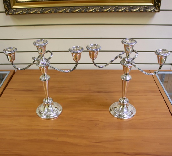 Gorham Sterling Silver Cambridge 3-light Candelabra Set Of 2