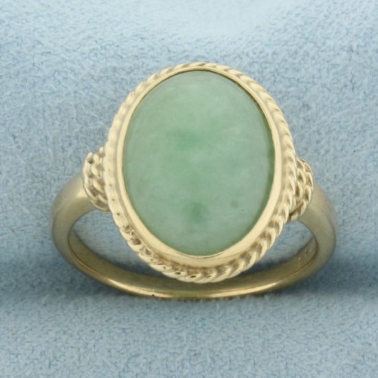 Jade Solitaire Ring In 14k Yellow Gold