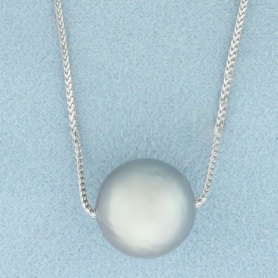 Italian Tahitian Pearl Necklace In 14k White Gold