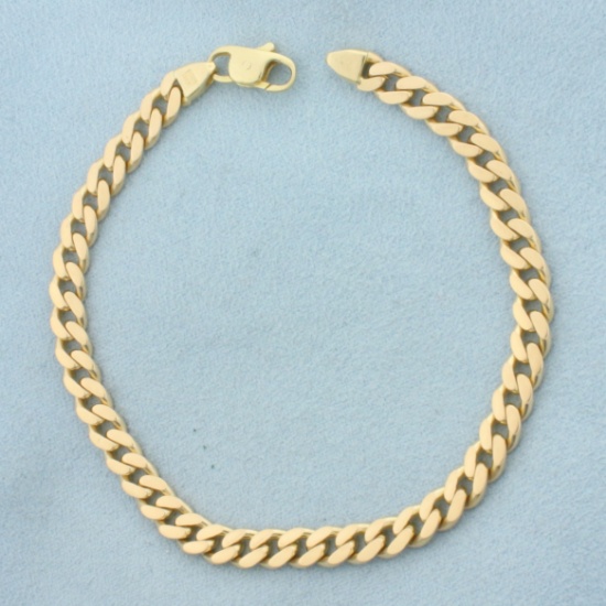 Italian Solid Curb Link Bracelet In 14k Yellow Gold