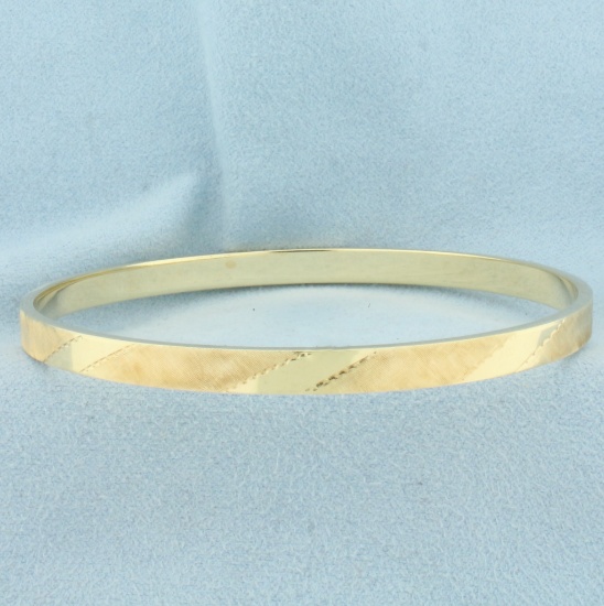 Stripe Design Bangle Bracelet In 14k Yellow Gold
