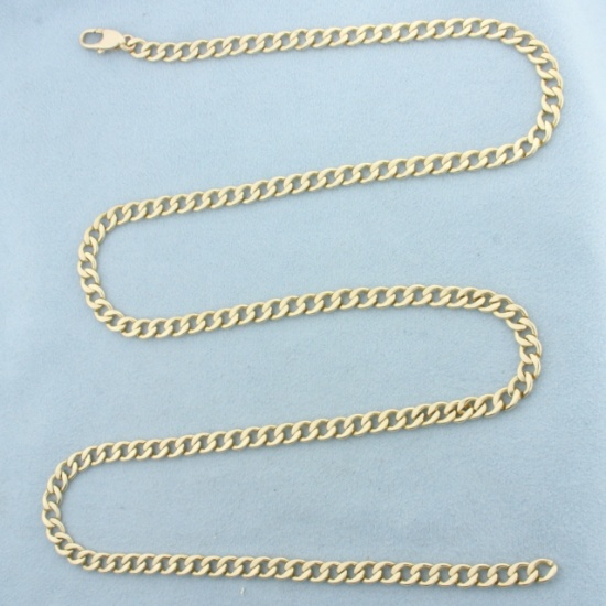 Mens 27 Inch Curb Link Chain Necklace In 14k Yellow Gold