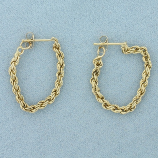 Rope Link Front To Back Hoop Earrings In 14k Yellow Gold