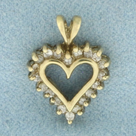 Vintage Diamond Heart Pendant In 10k Yellow Gold