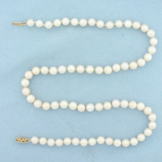 Cultured Akoya Pearl Strand Necklace In 14k Yellow Gold