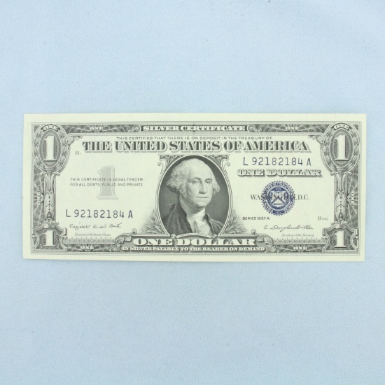 1957 $1 Crisp Uncirculated Silver Certificate Blue Seal Bill