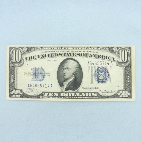 1934 $10 Uncirculated Blue Note Bill