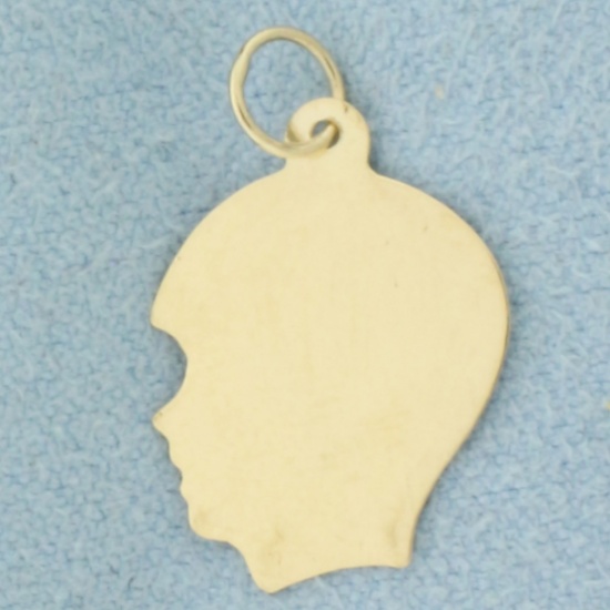 Engravable Boy Silhouette Charm In 1k Yellow Gold