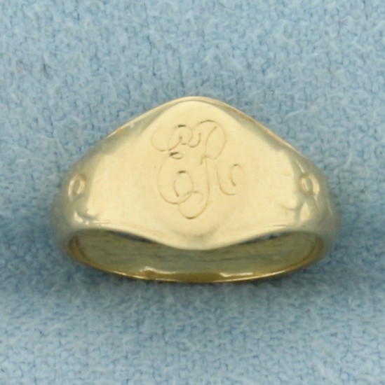 Antique Engraved Baby Ring In 14k Yellow Gold