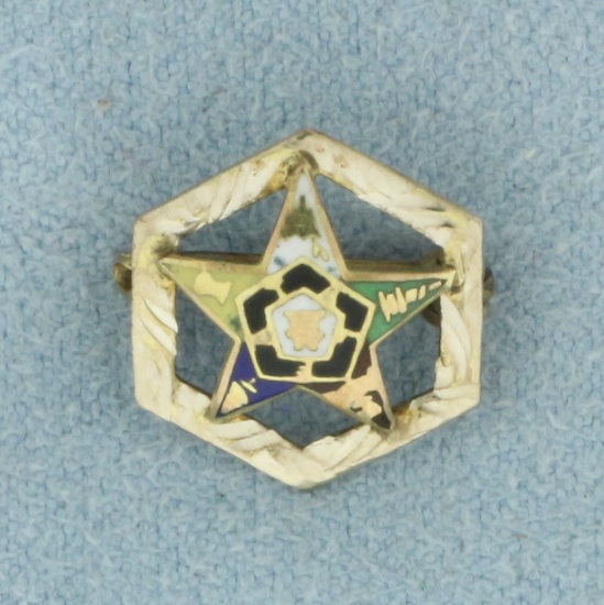 Vintage Order Of The Eastern Star Masonic Pin In 10k Yellow Gold