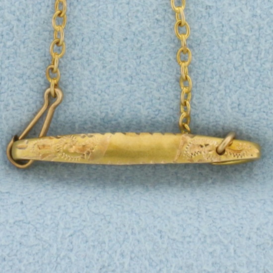 Antique Tie Pin With Chain In 10k Yellow Gold