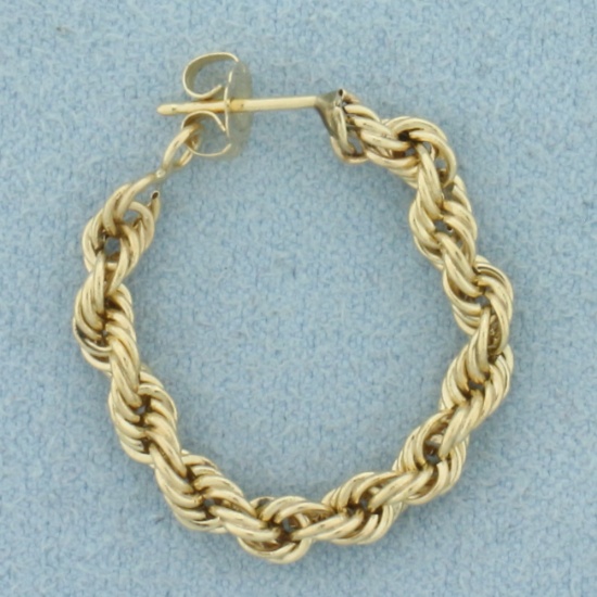 Single Rope Front To Back Hoop Earring In 14k Yellow Gold