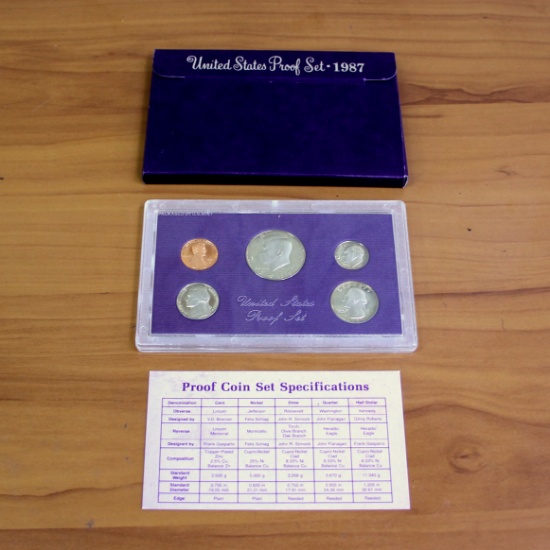 1987 U.S. Mint Proof Bicentennial Five Coin Set Ogp