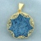 Blue Druzy Quartz Statement Pendant In 14k Yellow Gold