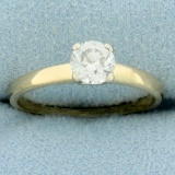 Vintage Old European Cut Diamond Solitaire Engagement Ring In 14k Yellow Gold