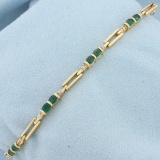 Emerald And Diamond Bracelet In 14k Yellow Gold