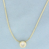 17 Inch Diamond Solitaire Snake Link Necklace In 14k Yellow Gold