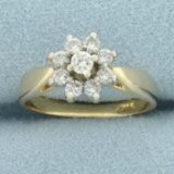 Flower Design Diamond Ring In 14k Yellow Gold